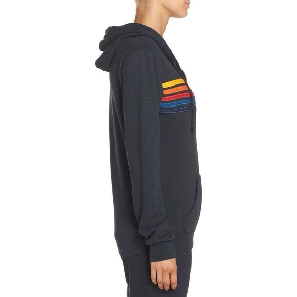 Aviator Nation Women's Black 5 Stripe Full Zip Hoodie Sweatshirt 2XL NWOT J004 - Picture 6 of 11